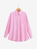 Gingham Drop Shoulder Pocket Shirt S Light pink