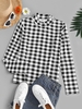 Gingham Mock Neck Long Sleeve T-shirt S Black
