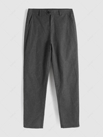 Gingham Pockets Tapered Office Pants L Gray