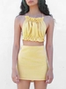 Gingham Ruffle Criss Cross Mini Skirt Set L Yellow