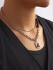 Glass Bead Splicing Double-layer Rhinestone Pendant Necklace
