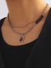 Glass Bead Splicing Double-layer Rhinestone Pendant Necklace