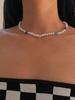 Glass Beaded Pearl Crystal Short Necklace