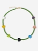 Glass Beaded Pearl Crystal Short Necklace