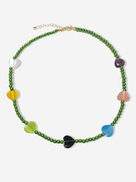 Glass Beaded Pearl Crystal Short Necklace