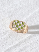 Glazed Checkerboard Heart Ring