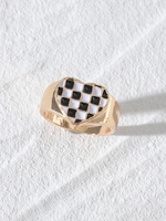 Glazed Checkerboard Heart Ring