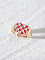 Glazed Checkerboard Heart Ring