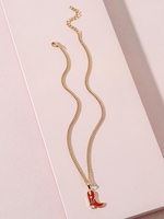 Glazed Cowgirl Boots Pendant Necklace