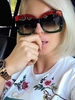Glitter Gold Gust Design Large Frame Sunglasses