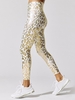 Glitter Leopard Print Skinny Yoga Leggings L White