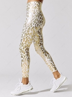 Glitter Leopard Print Skinny Yoga Leggings Xl White