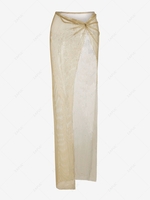 Glitter Metallic Fishnet Twist Thigh Slit Skirt S Light coffee