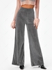 Glitter Metallic High Waisted Wide Leg Pants L Gray