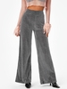 Glitter Metallic High Waisted Wide Leg Pants M Gray