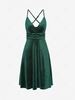 Glitter Metallic Velvet Criss Cross Wedding Guest Dress L Deep green