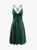 Glitter Metallic Velvet Criss Cross Wedding Guest Dress M Deep green