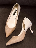Glitter Pointed Toe Heeled Pumps