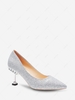 Glitter Rhinestone Decor Heeled Pumps