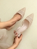 Glitter Tulle Panel Kitten Heel Slingback Pumps
