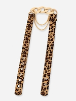 Golden Chain-Linked Leopard Print Waist Belt