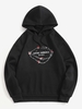 Gothic Romance Rose Graphic Fleece Lined Hoodie 2xl Black