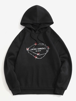 Gothic Romance Rose Graphic Fleece Lined Hoodie 2xl Black