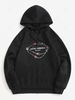 Gothic Romance Rose Graphic Fleece Lined Hoodie L Black