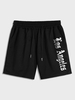 Gothic Style LOS ANGELES Letter Printed Drawstring Casual Shorts Xl Black