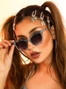 Gradient Color Metal Temple Sunglasses