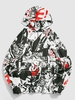 Graffiti Graphic Print Kangaroo Pocket Hoodie 2xl