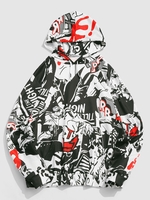 Graffiti Graphic Print Kangaroo Pocket Hoodie 2xl