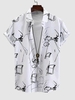 Graffiti Lines Pattern Button-front Shirt S White