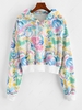 Graffiti Print Drop Shoulder Drawstring Hoodie L