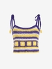 Grama Crochet Tie Shoulder Crop Tank Top Multi a