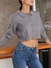 Grandmillennial Collared Button Up Cardigan Light gray