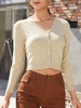 Grandmillennial Pointelle Knit Front Pocket Cardigan Light coffee