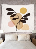 Graphic and Leaves Print Tapestry