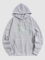 Graphic Astronaut Print Fleece Hoodie Xl Light gray