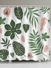 Green Leaf Pattern Waterproof Shower Curtain