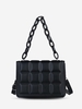 Grid Embossed Solid Color Chain Shoulder Bag