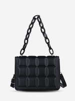 Grid Embossed Solid Color Chain Shoulder Bag