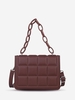 Grid Embossed Solid Color Chain Shoulder Bag