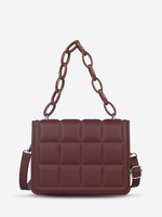 Grid Embossed Solid Color Chain Shoulder Bag