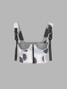 Grid Insert Push Buckle Zipper Underbust Corset Top L Light gray