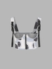 Grid Insert Push Buckle Zipper Underbust Corset Top S Light gray