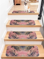 Grid Pattern Faux Cashmere Stair Mat