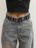 Grommet Eyelet and Chain Decor Square Buckle Belt