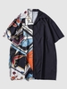 Half And Half Bandana Chain Print Shirt Xxl Black
