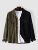 Half And Half Lapel Collar Corduroy Shacket Xxl Black